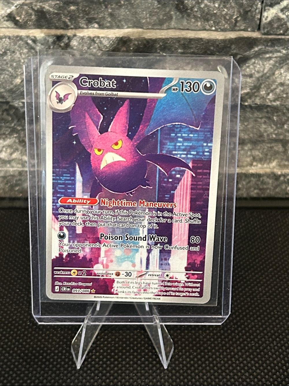 Pokémon Crobat 093/086 Illustration Rare Holo from Chaos Rising ‎Set M/NM